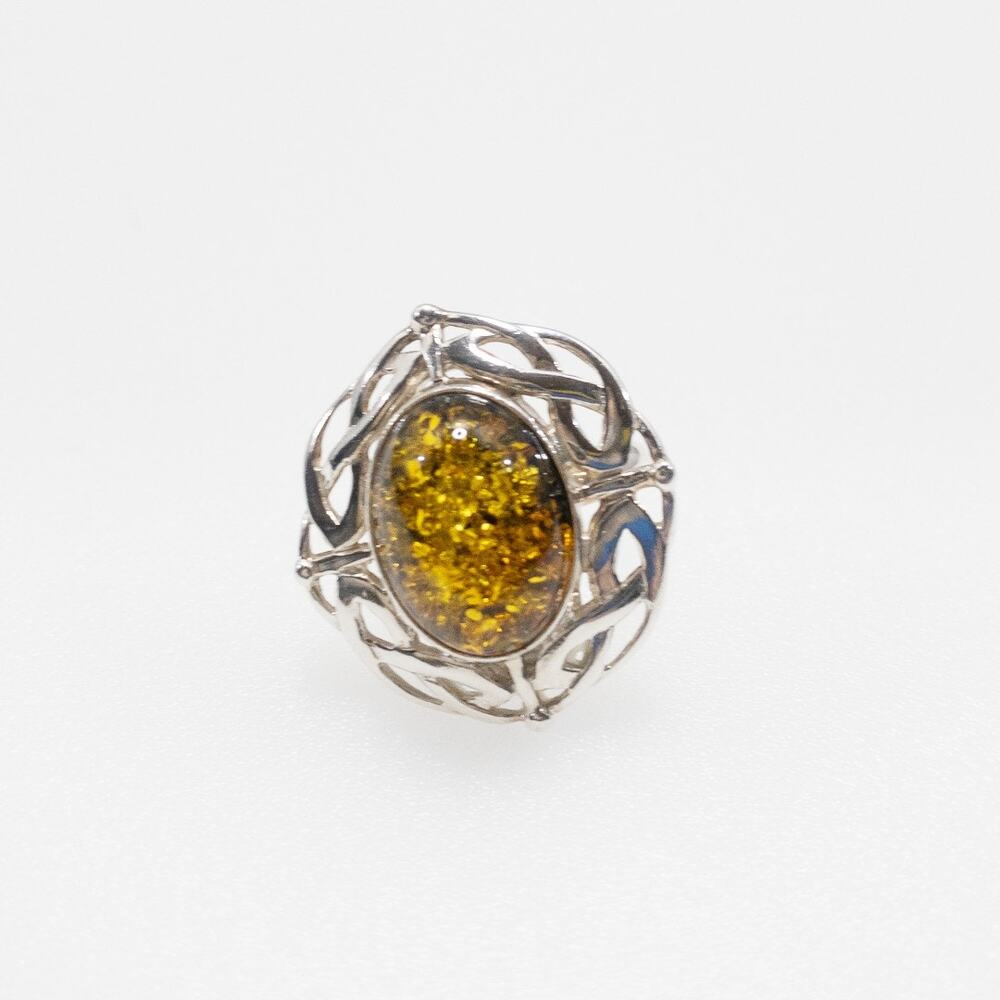Polish Amber Sterling Silver Statement Ring | Size 6 - Picture 2 of 11